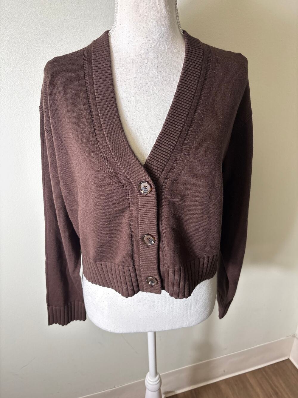 Simkhai Brown V Neck Cardigan Sz S